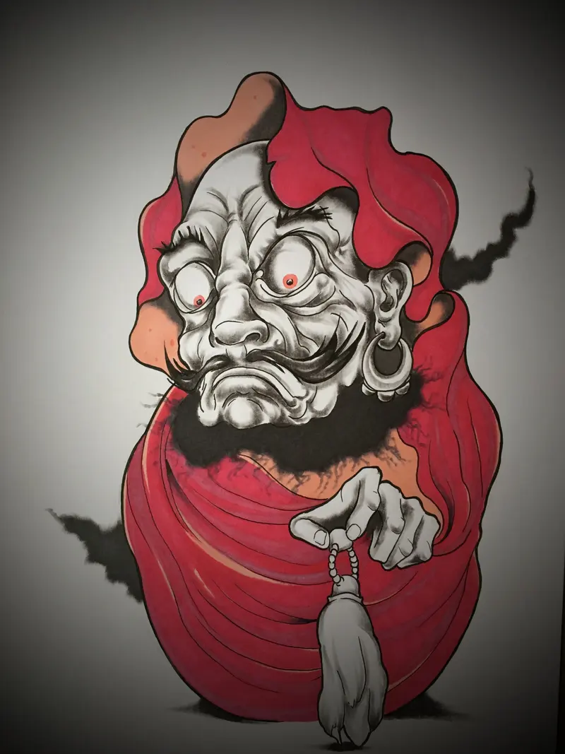 Kleurtekening van een Daruma-figuur