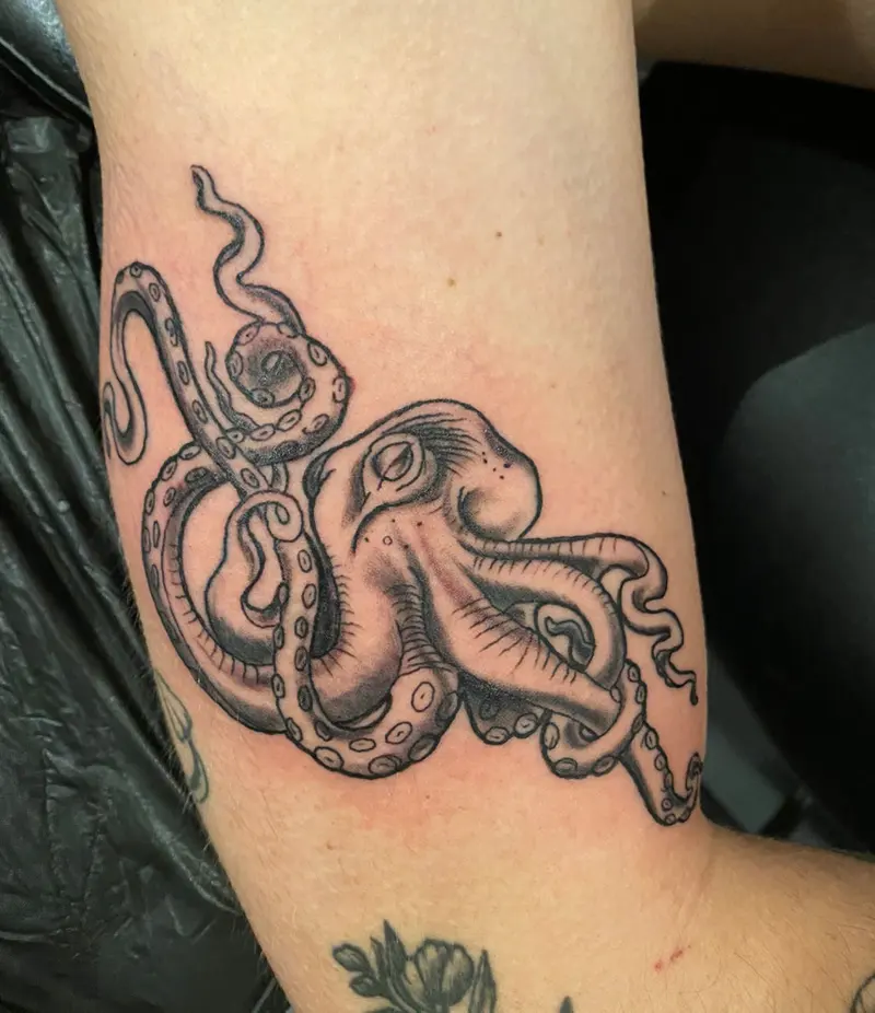 Octopus met krullende tentakels